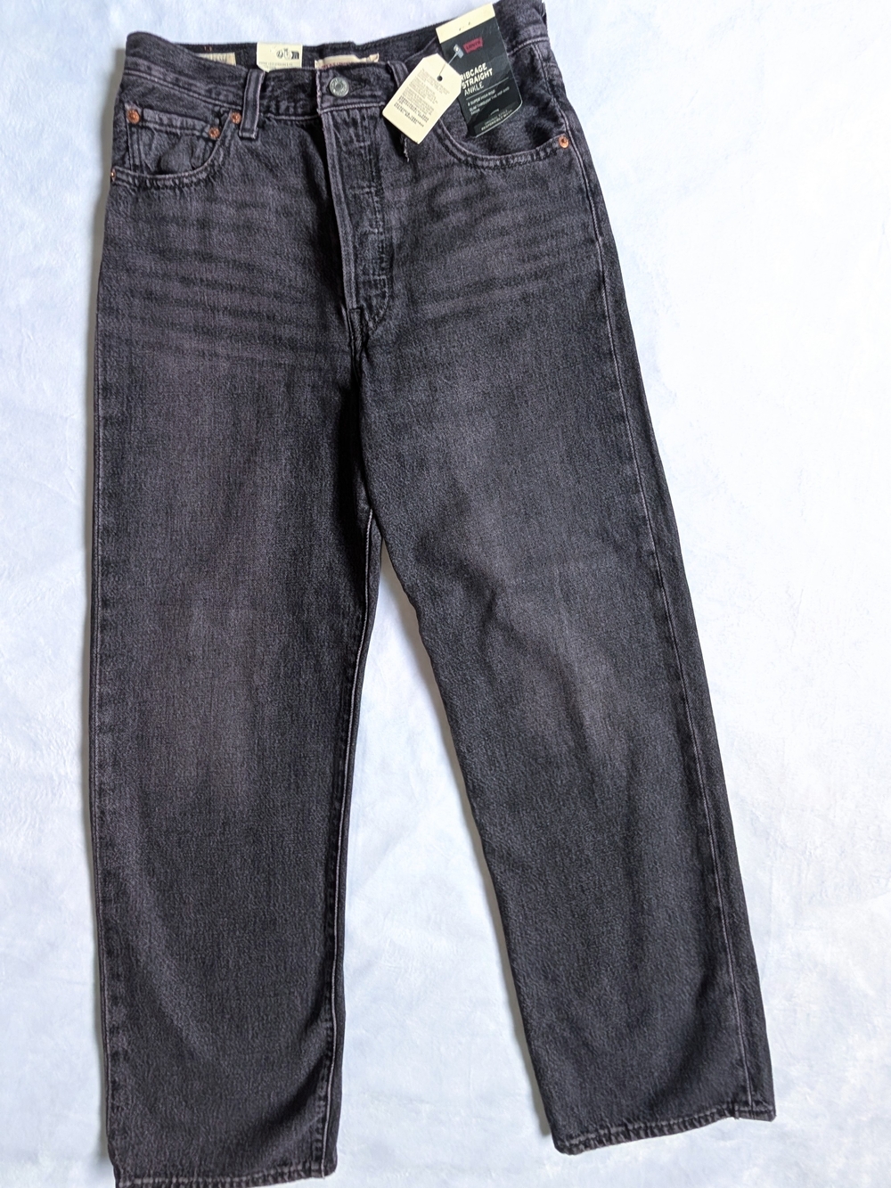 NWT Levi’s Premium Ribcage Straight Ankle Jeans 29x29 Purple Tint Black